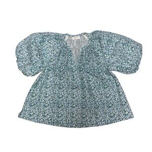 APIECE APART Floral Blouse Short cap puffy sleeves 100% Organic Cotton Size XL